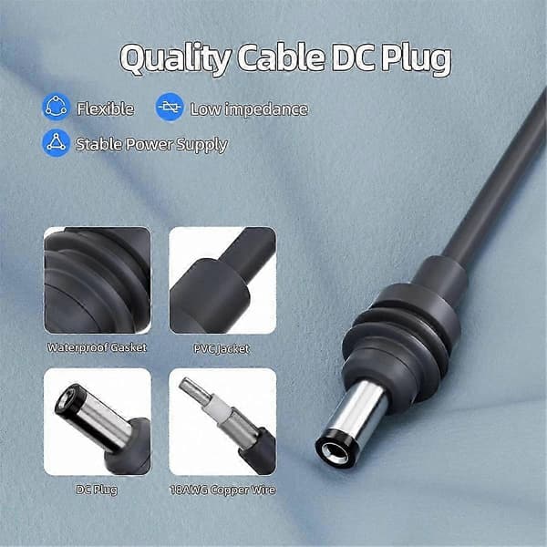 18AWG DC-virtajohto laturisovittimella