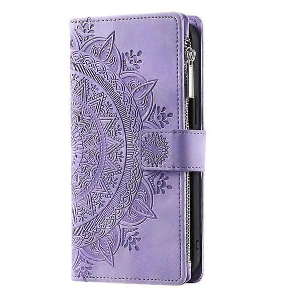 Til Samsung Galaxy S20 FE 4G / 5G Multi-Card Totem Lynlås Læder Telefoncover Purple