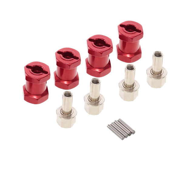 Hjul 12mm Hex Nav 17mm Förlängningsadapter Längre Kombinerare för RC Bil Röd
