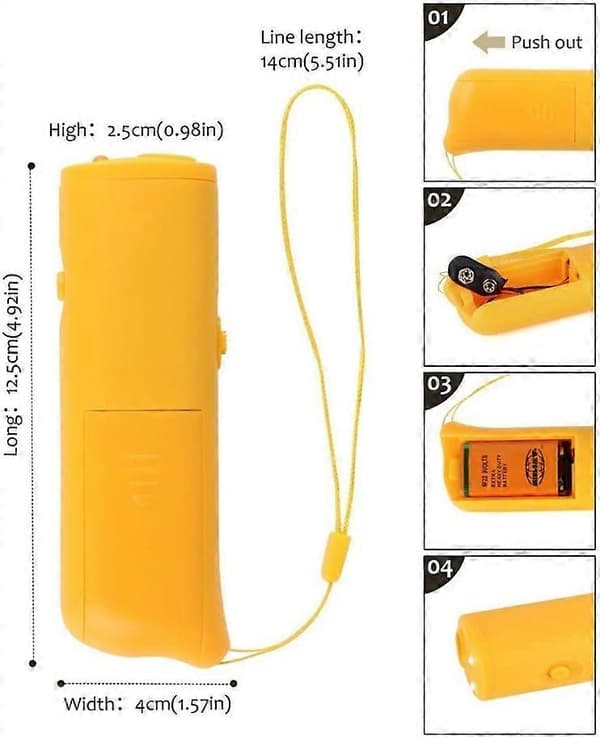 (Oranssi) 3-in-1 haukunestolaite, kannettava ultraääni 3-in-1 haukunestolaite koirille, kannettava LED-ultraääni haukunestolaite