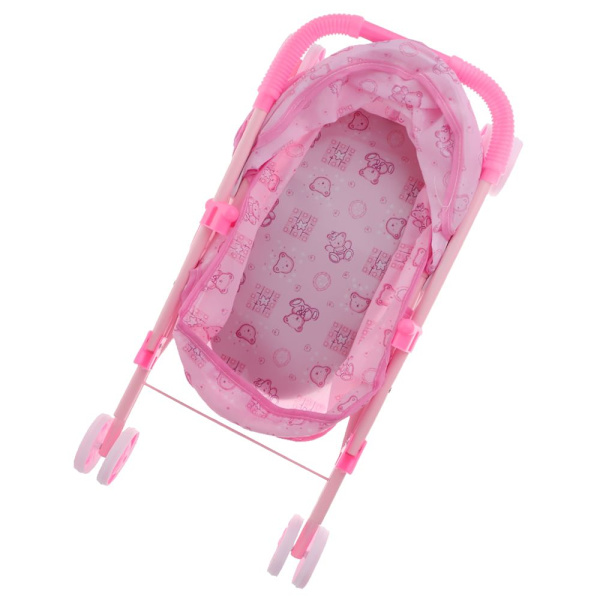 Hopfällbar mini barnvagn med rosa leksaker simuleringsvagn