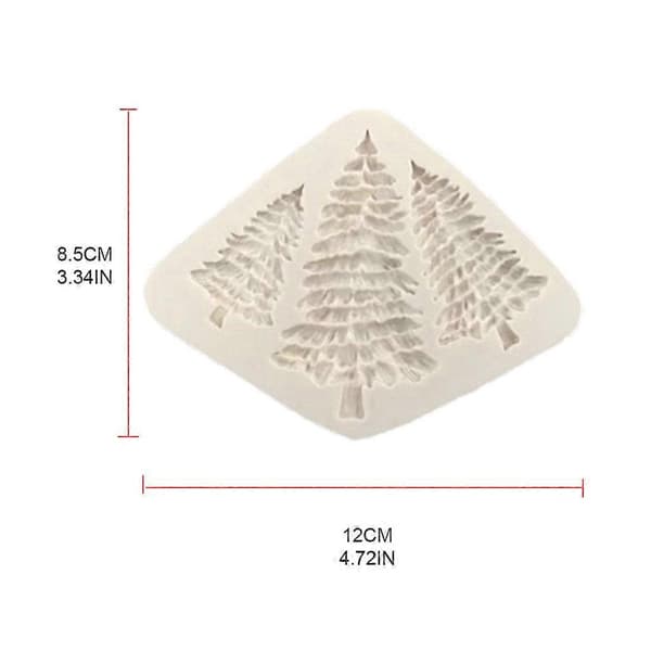 3D juletræ silikoneform fyrretræer fondant kagepynt bageform grå Gray