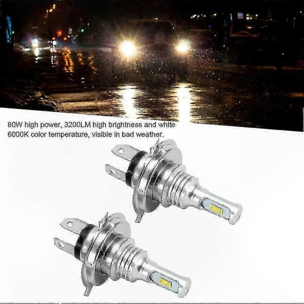 6000K Superhvide LED-forlygtepærer, H4 9003 HB2 CSP Kit til nær- og fjernlys