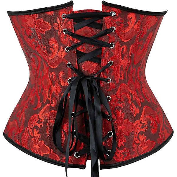 Kvinnors Snörning Underbyst Midjetränare Korsett Black and Red Medium