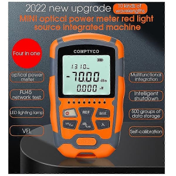 4-i-1 COMPTYCO AUA-M70 Mini Optisk Effektmåler og Feillokalisator, Fiber Tester 10Mw -70DBm