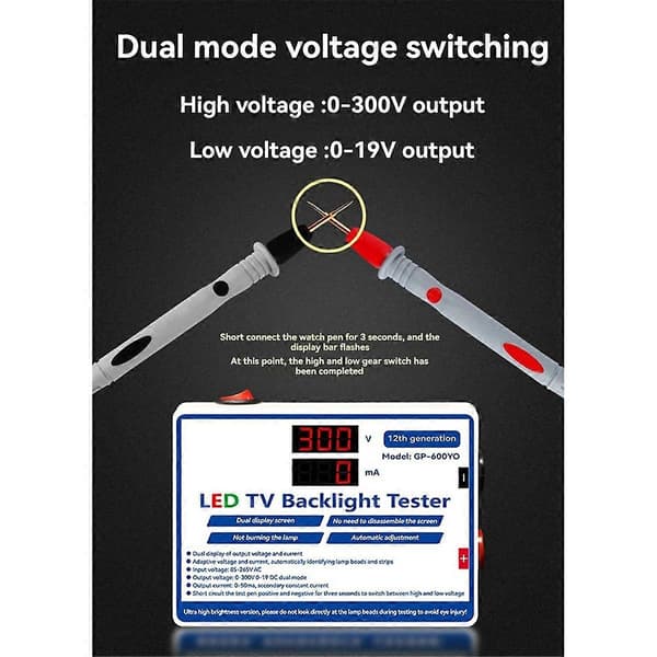 LED-tester 0-300V Udgang LED TV Baggrundsbelysning Tester Testværktøj EU-stik