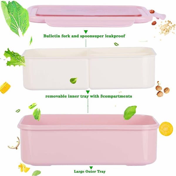 Matboks, Bento-boks for barn, Bento-boks 1400 ml med 3 rom og bestikk (Rose-A)