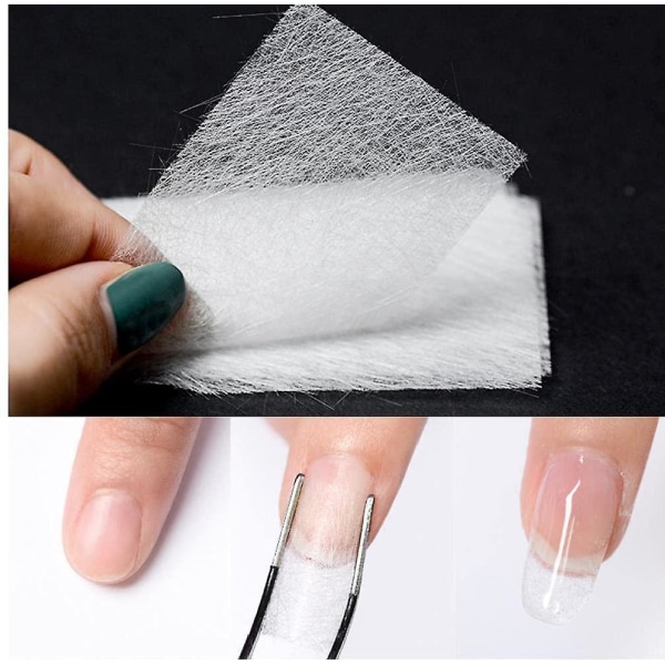 100 st Fibernaglar för nagelförlängning, silk glasfiber gel kit