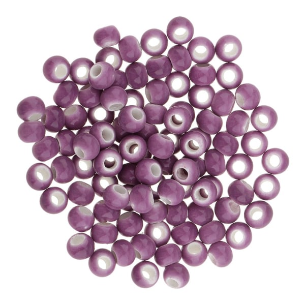 100 st 6 mm keramiska pärlor för att göra DIY smycken lila