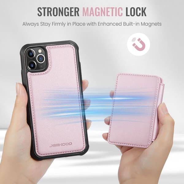 JEEHOOD J05 Phone Case for iPhone 11 Pro Leather Mobile Pink