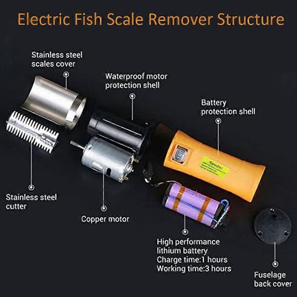 [RM] Electric Fish Scaler, Powerful Cordless Fish Scaler
