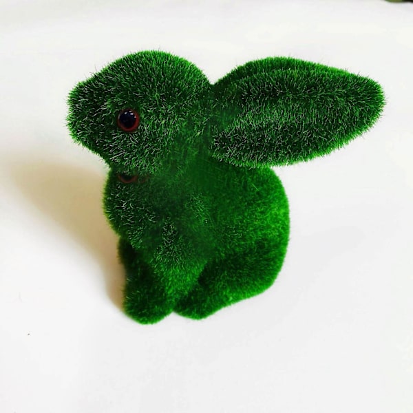 Gräs Kanin Påsk Luddig Flockad Kanin Miniatyrer Stående Moss Trädgård eierfarben ostern B
