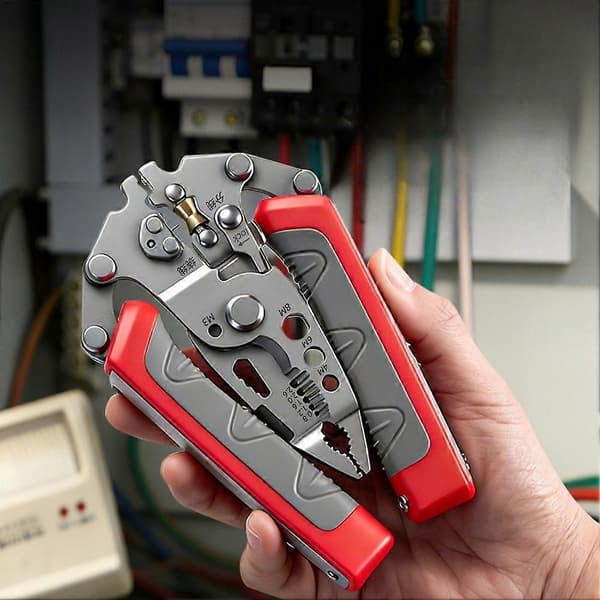Vikbar avisoleringstång, pressverktyg, professionell elektriker-tång för avisolering, pressning, klippning
