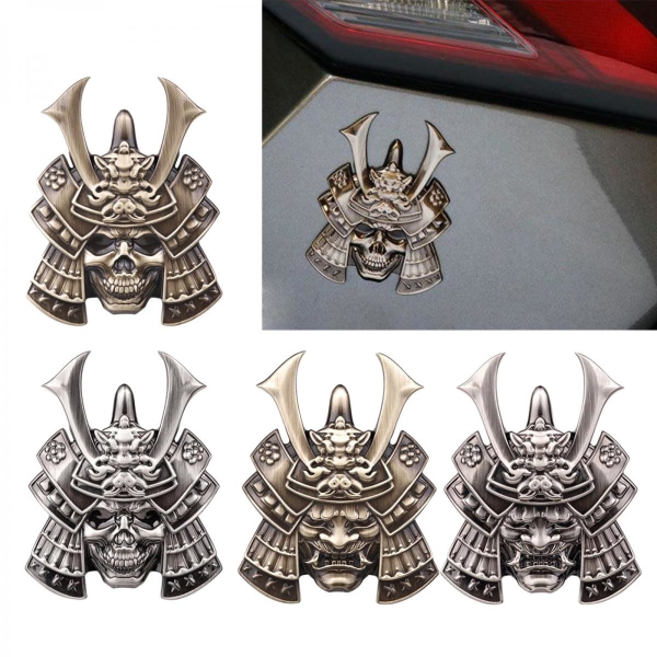 3D Samurai Mask SUV bil klistermärke Trunk Cups Badge Dekal brons skalle