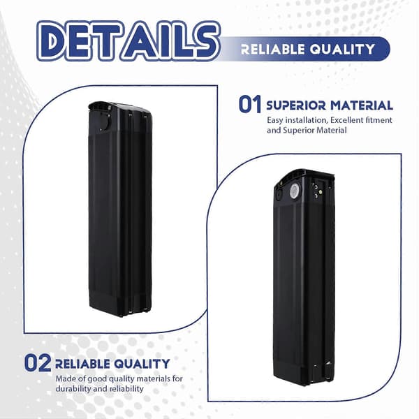 Elektrisk E-sykkel 18650 Batteriboks Deksel 48V Tom Sølvfisk Ebike Aluminiumshus Tilbehør Black