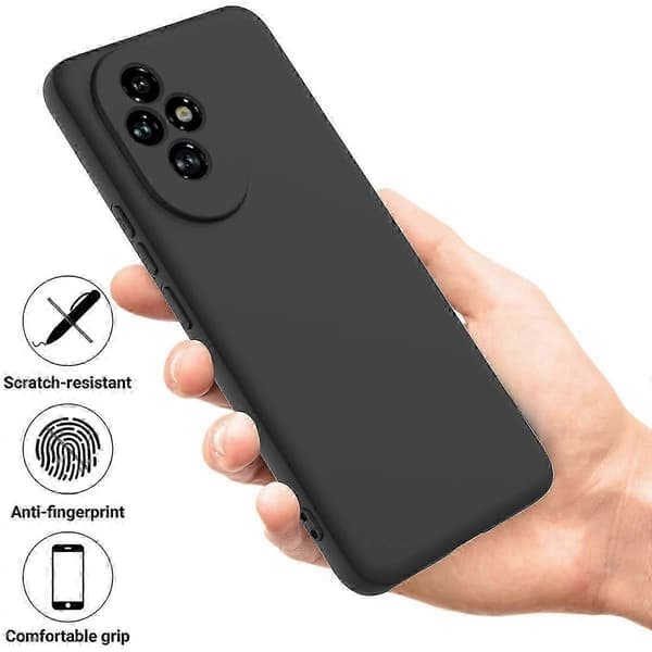 [RM] Ensfarvet flydende silikone-cover med stødabsorbering Black For Honor 200 Pro