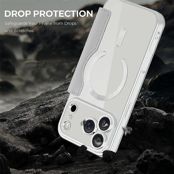 [RM] Kompatibelt etui til iPhone 17 Pro Max, kompatibelt med MagSafe, rombeformet PU-lædercover Grey