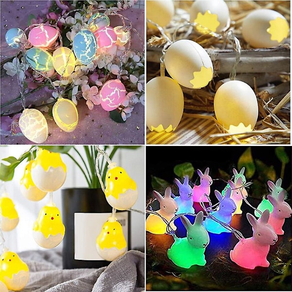 Påskäggsform 10 LED Dekorativa Hängande Ljus Ornament Glad Påsk Kyckling Kanin LED Ljus Lykta Slinga Hem Semesterfest F