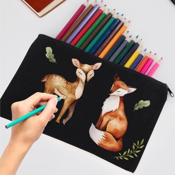 Sminkväska - Noname - Set om 10 - Svart - Canvas - 12 cm x 21 cm