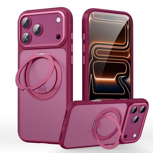 Skyddsfodral för iPhone 18 Pro Max med stativ Burgundy