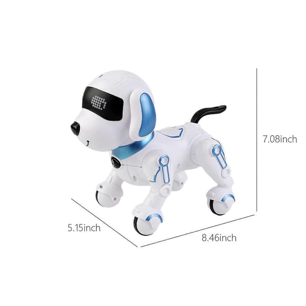 [RM]Programmerbar robotlegetøjshund med lys, musik og dans – kompatibel med STEM-læring Blue