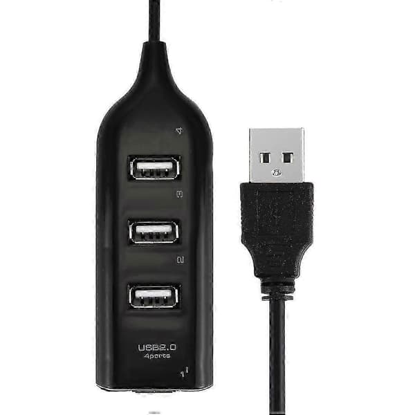 4-ports USB 2.0 HUB, kabellængde 30 cm Black