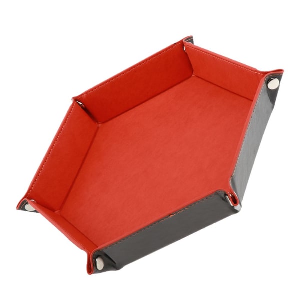 PU Läder Hexagon Vikbar Bricka Rullbricka för DND Spel Orange