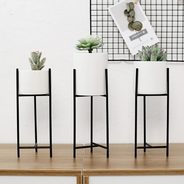3 st Nordisk Keramisk Järnkonst Vas Set för Blomkruka Hemmakontor Dekor Svart