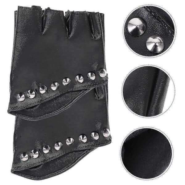 Steampunk-handsker til kvinder med unik stil og sort PU-materiale, perfekt til Halloween og cosplay-forestillinger, 1 par