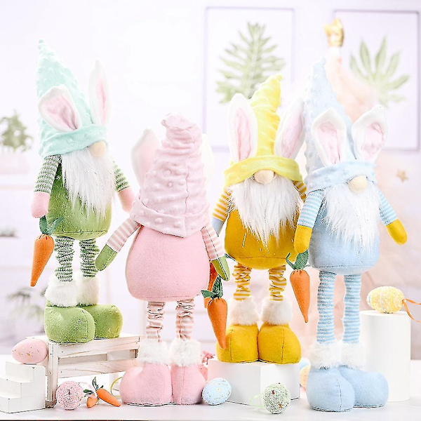 Påskhare Tomte Handgjord Kanin Morot Plyschleksaker Docka Ornament Barn Påsk Hemfest Dekor, D