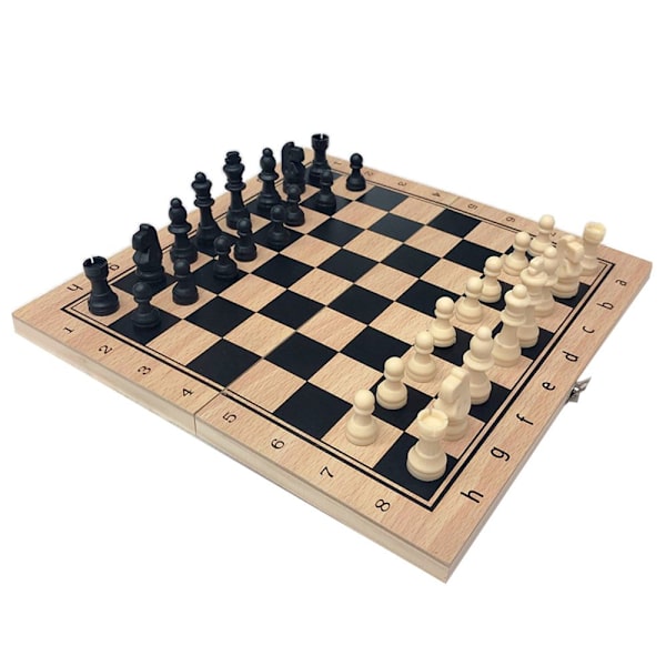 Handgjort Hopfällbart Schackbräde i Trä för Internationellt Resebruk 29x29cm