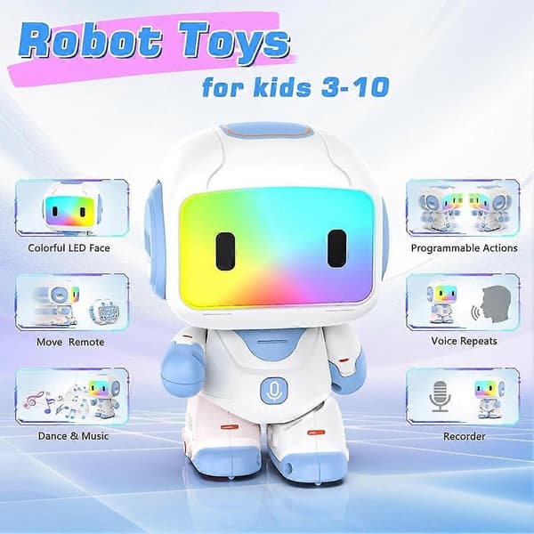 [RM]Intelligent fjernkontrollrobotleke for barn, interaktiv opptak, LED-lys, musikk, dans, programmerbar robot