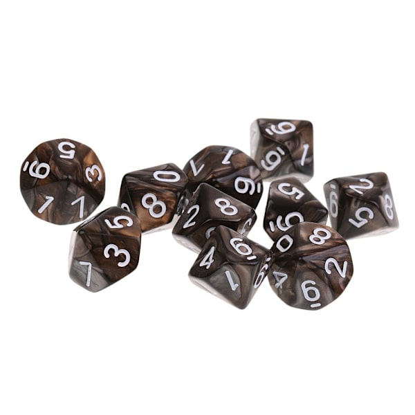 10 st 10-sidiga tärningar d10 polyedriska tärningar för dungeons and dragons bordsspel kaffegrå