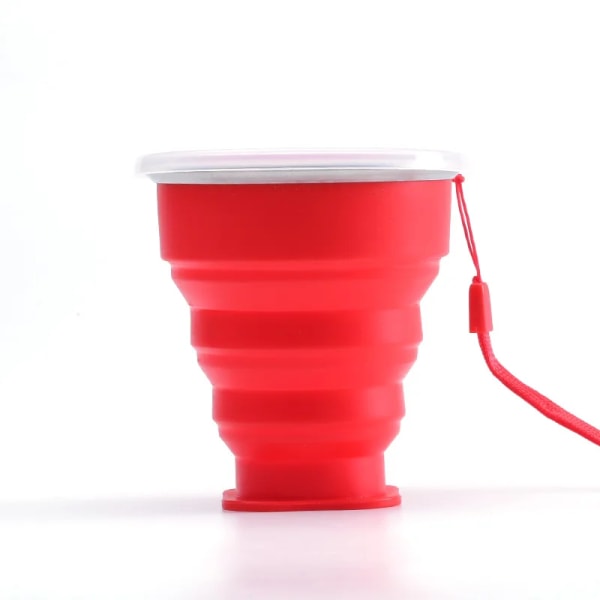 Vikbara Muggar BPA-FRI Vattenmugg Rese Silikon Infällbar Bärbar Utomhus Kaffe Handmugg red 200ml