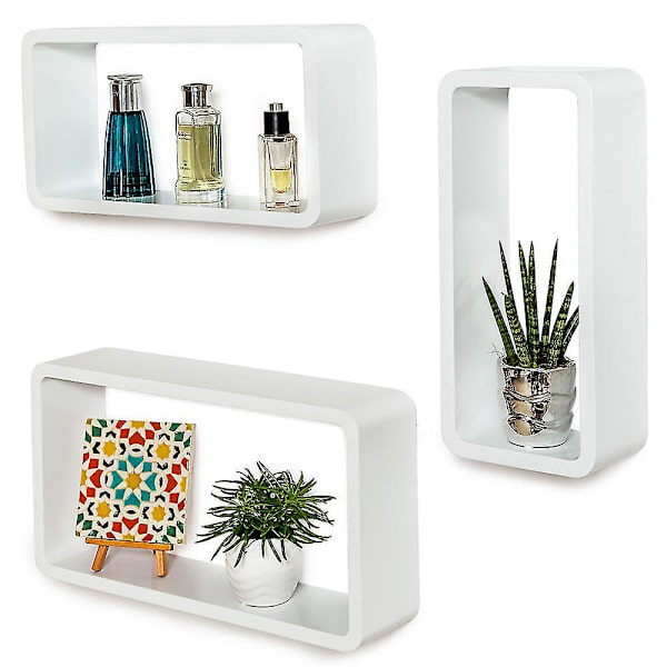 3 flytende hyller Leonie - Hvit, MDF-tre