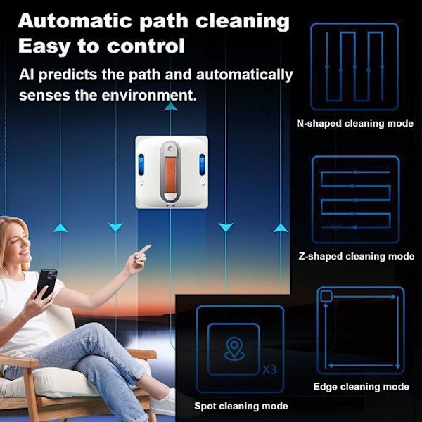 [RM] Robot Window Cleaner - LIECTROUX - S11 - 4-Way Spray - Glass Detection - Bluetooth Control