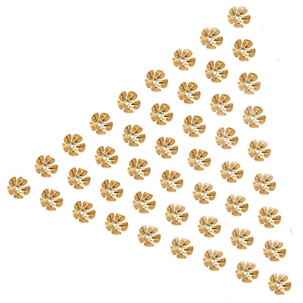 50 st 8mm Legering Blomma Mode Smycken Tillbehör Distans Rondell Guld Färg