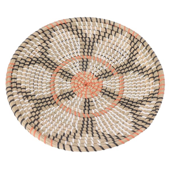 [RM][LCS]Round Grass Wall Decorations 35 cm Diameter Hand-Woven Hanging Woven Wall Baskets for Living Room Kitchen Style 3