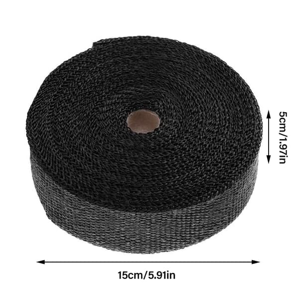 [RM]2000℉ Sort Biludstødningsrør Varmeisoleringsindpakning 50mm x 15m med 10 Rustfri Kabelbindere