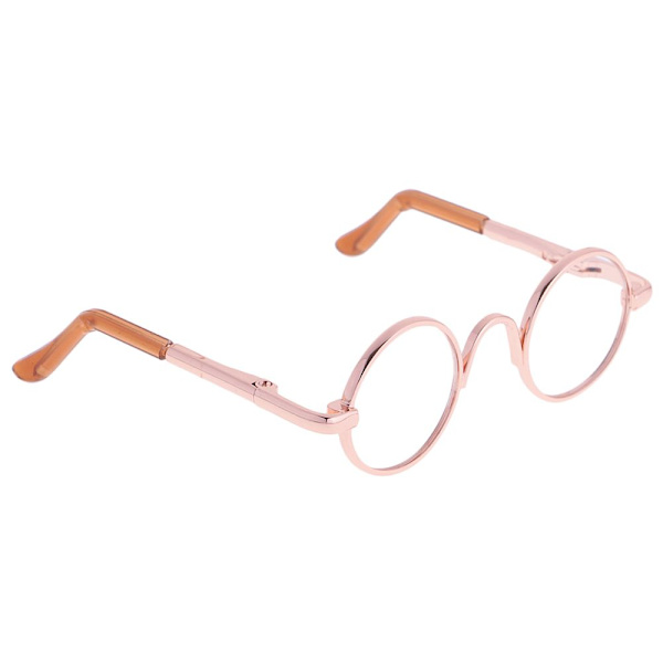 1/3 BJD Hippie Runda Glasögon för SD DOD Dock Guldram Klar Linser