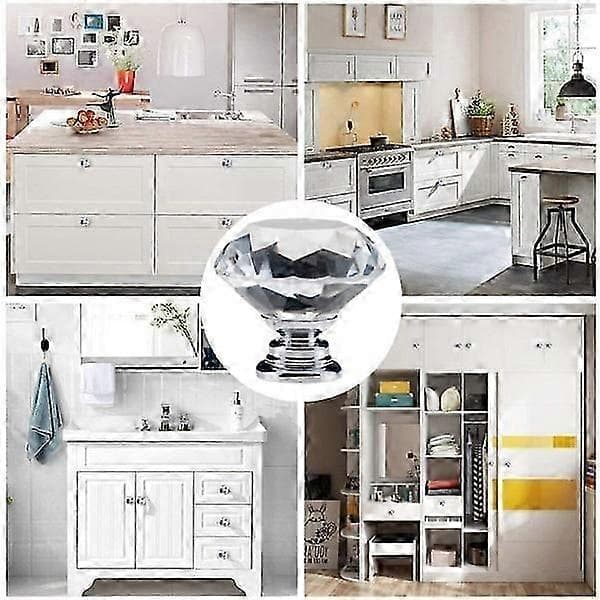 Diamantformede knopper i glas transparent/sølv 8 stk [MI]