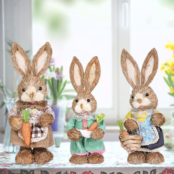 Farfi Påskhare Ornament Realistisk Morot Blomstergirlang Korg Med Kläder Heminredning Hantverk Vår Påsk Bordskanin Dekoration Leksak Påsk G