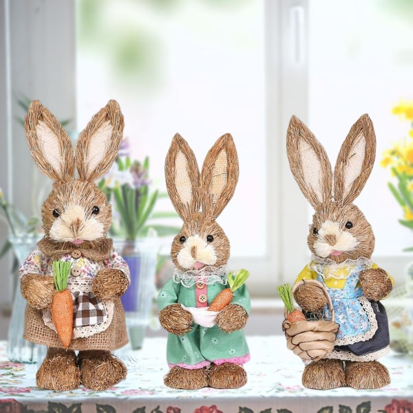Farfi Påskhare Ornament Realistisk Morot Blomstergirlang Korg Med Kläder Heminredning Hantverk Vår Påsk Bordskanin Dekoration Leksak Påsk H