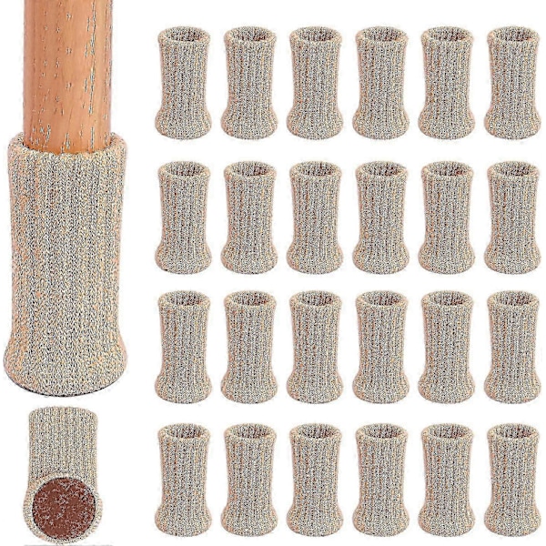 [RM]24 st. stolsockor, halkfria stickade högelastiska möbelbensockor, golvskydd svarta