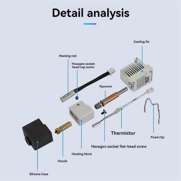 Til 3 Hotend Dyse Termistor Varmerør med Køleplade til Kobra3 Reservedele Tilbehør A
