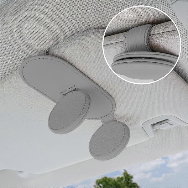 Solbrilleholder til bilvisir Læder Solbrilleclips Organizer Opgradering Ny Dobbelt Position Magnetisk Pasform Universal Bil