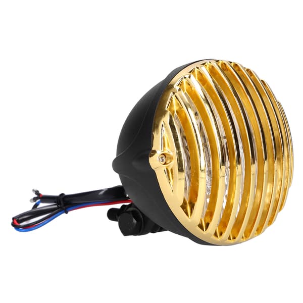 [RM][LCS] Round Motorcycle Headlight 3-Wire System Golden Grill Cover 12V 55W