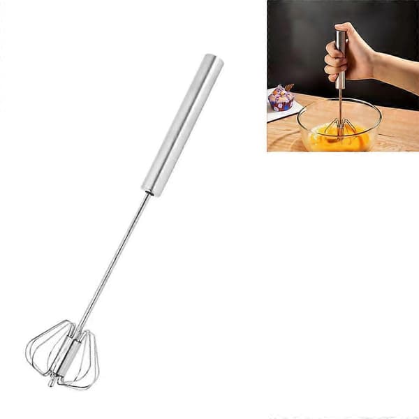Halvautomatisk äggvisp i rostfritt stål - silver - 1 styck
