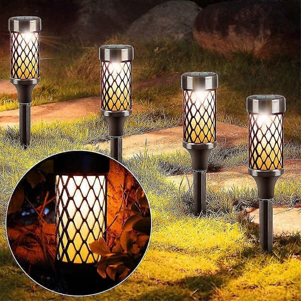 Udendørs Solar Havelampe Solcellelampe (sort-2stk)
