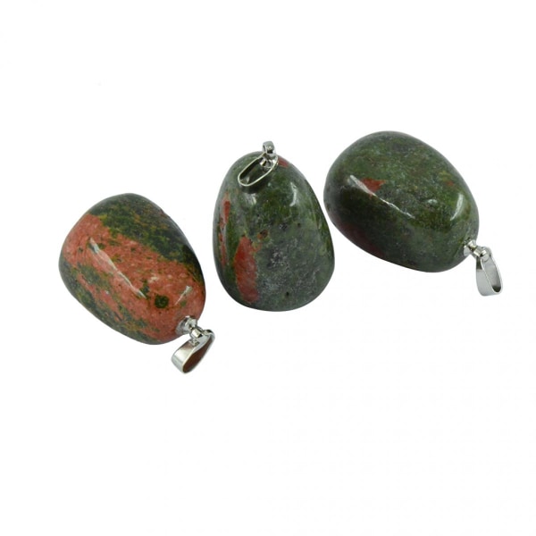 5 st Gemstone Charms Hängen Grön Unakite Jaspis smycken gör